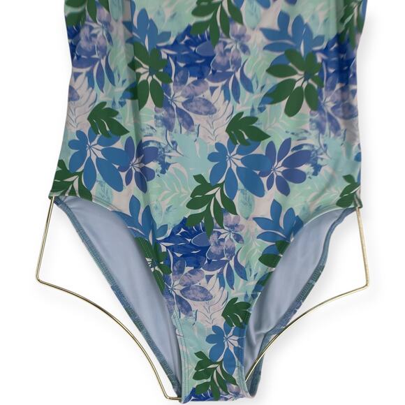 Xirena Orion Blue Sail Tropical Floral One Piece Shoulder Tie Swimsuit Medium - Picture 4 of 14